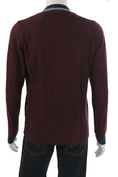 Brooks Brothers Mens Pullover V Neck Red Sweater Long Sleeve Size S