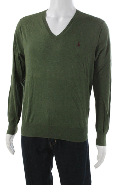 Polo Ralph Lauren Mens V-Neck Pima Cotton Pullover Green Size S