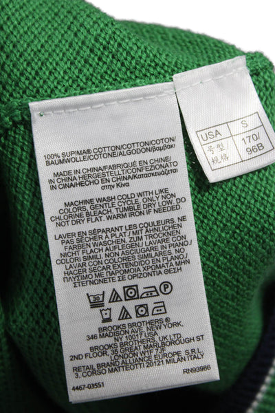 Brooks Brothers Mens Green V Neck Pullover Sweater Cotton Long Sleeve Size S