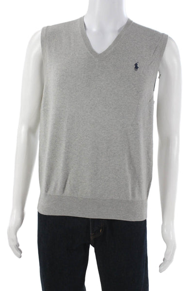 Polo Ralph Lauren Mens Sweater Vest V Neck Pima Cotton Gray Size S