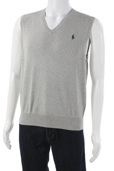 Polo Ralph Lauren Mens Sweater Vest V Neck Pima Cotton Gray Size S