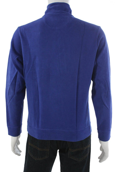 346 Brooks Brothers Mens Pullover Blue Mock Neck Zip Cotton Size S