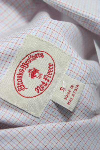 Brooks Brothers Mens Dress Shirt White Plaid Button Up Long Sleeve Size S