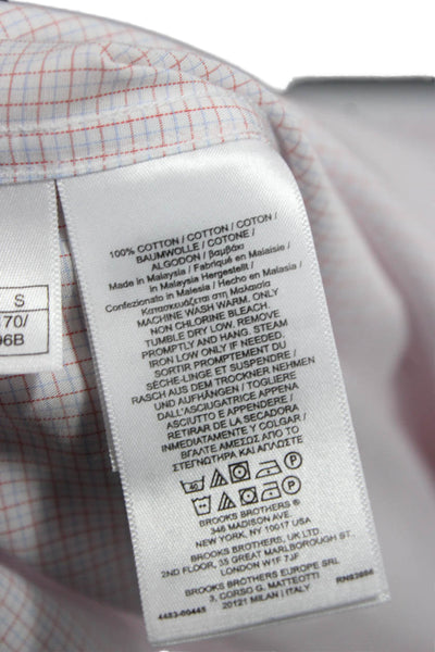 Brooks Brothers Mens Dress Shirt White Plaid Button Up Long Sleeve Size S
