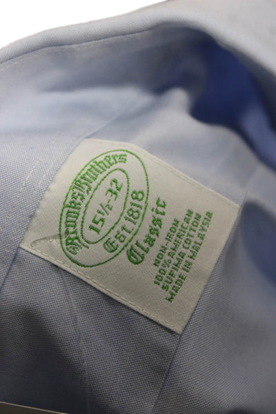 Brooks Brothers Mens Blue Supima Cotton Collared Dress Shirt Size 15.5