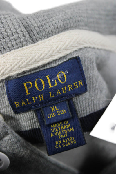 Polo Ralph Lauren Boys Striped Cotton Hooded Long Sleeve Top Gray Size XL