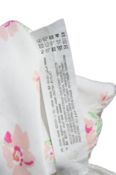 Zara Women White Floral Halter Maxi Dress Viscose Sleeveless Midi Size S
