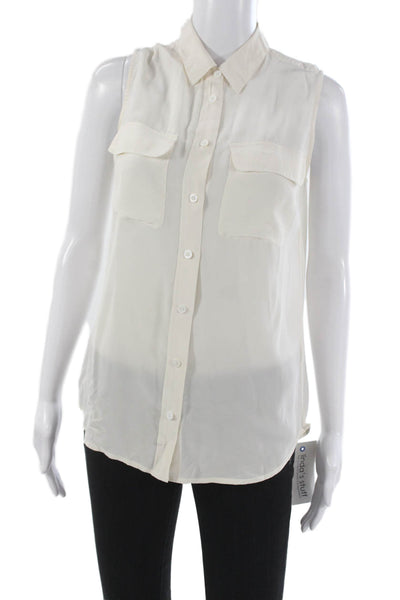 Equipment Femme Women Silk Blend Collared Sleeveless Button Up Blouse Size XS