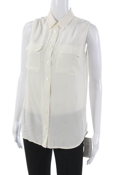 Equipment Femme Women Silk Blend Collared Sleeveless Button Up Blouse Size XS