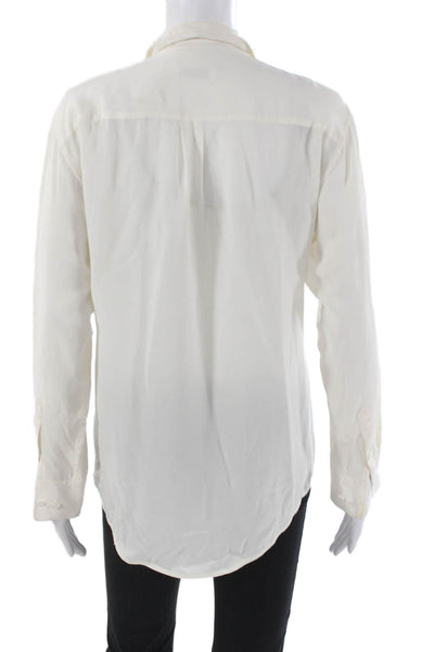 Equipment Femme Women Silk Ivory Collared Button Long Sleeve Blouse Size XS