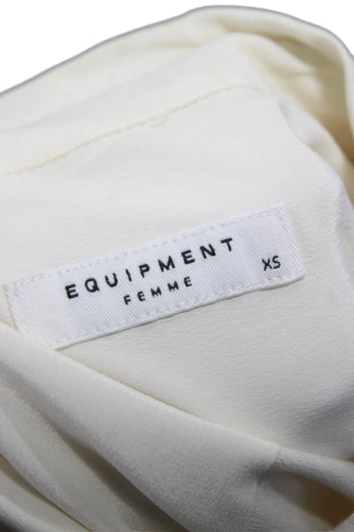 Equipment Femme Women Silk Ivory Collared Button Long Sleeve Blouse Size XS