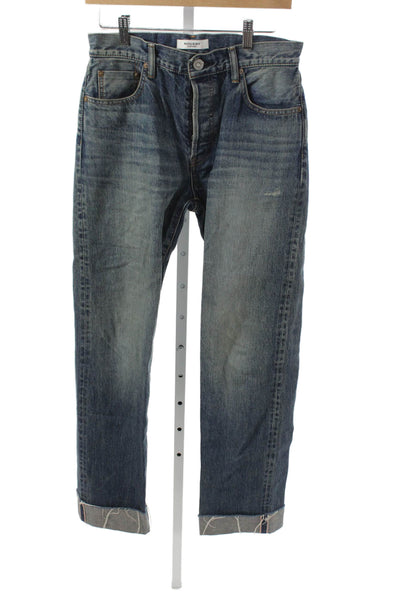 Moussy Womens Straight Jeans Blue High Rise 30 Inseam 100% Cotton Size 26