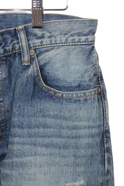 Moussy Womens Straight Jeans Blue High Rise 30 Inseam 100% Cotton Size 26