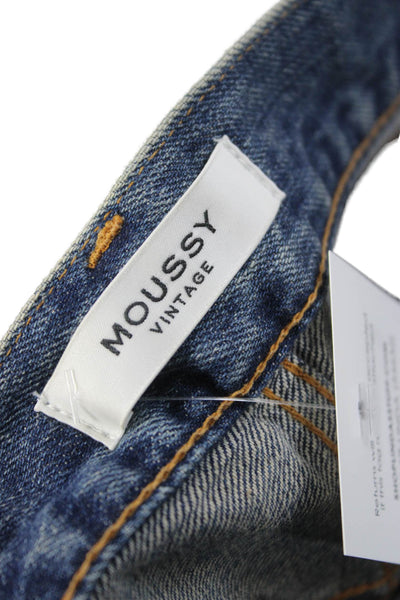 Moussy Womens Straight Jeans Blue High Rise 30 Inseam 100% Cotton Size 26