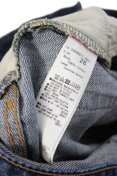 Moussy Womens Straight Jeans Blue High Rise 30 Inseam 100% Cotton Size 26