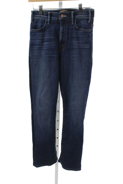 Mother Women Straight Jeans Blue High Rise Cotton Size 25