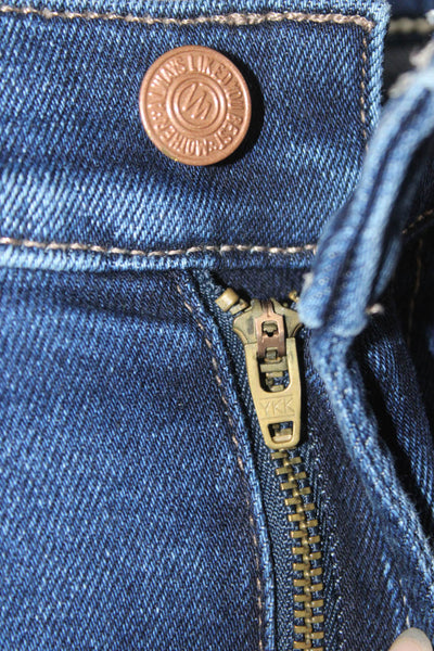 Mother Women Straight Jeans Blue High Rise Cotton Size 25