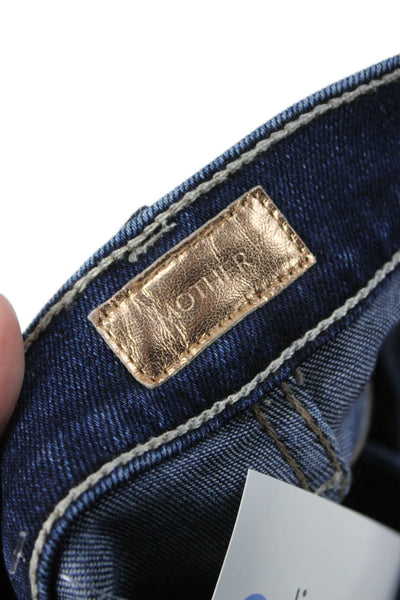 Mother Women Straight Jeans Blue High Rise Cotton Size 25