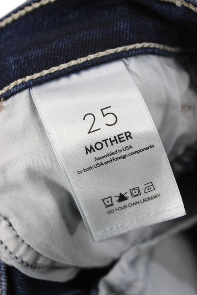 Mother Women Straight Jeans Blue High Rise Cotton Size 25