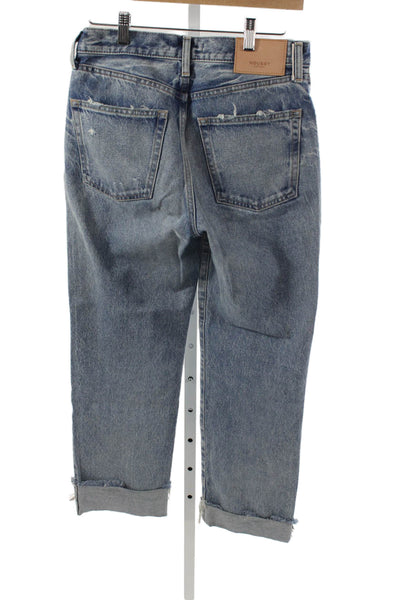 Moussy Women Straight Jeans Blue High Rise 28 Inseam Size 25