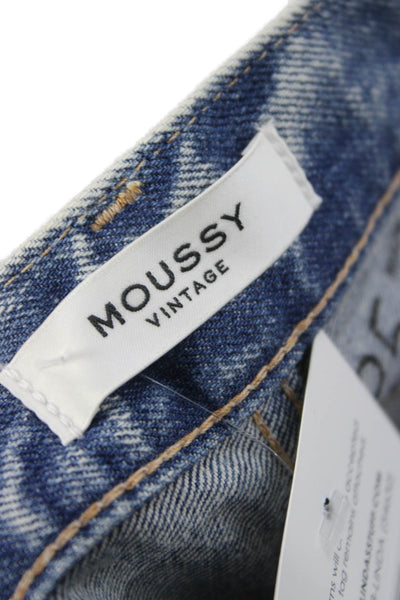 Moussy Women Straight Jeans Blue High Rise 28 Inseam Size 25