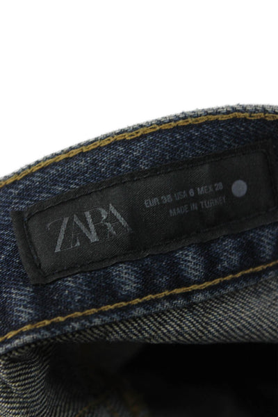 Zara Womens Blue Tapered Jeans 100% Cotton High Rise Size 6