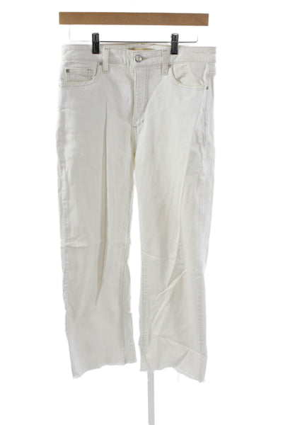 Joes Womens Straight White Jeans High Rise Cotton Blend Button 26in Size 28
