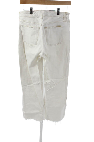 Joes Womens Straight White Jeans High Rise Cotton Blend Button 26in Size 28