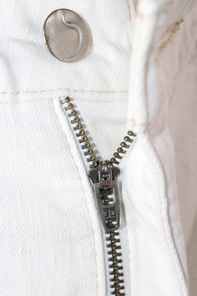 Joes Womens Straight White Jeans High Rise Cotton Blend Button 26in Size 28