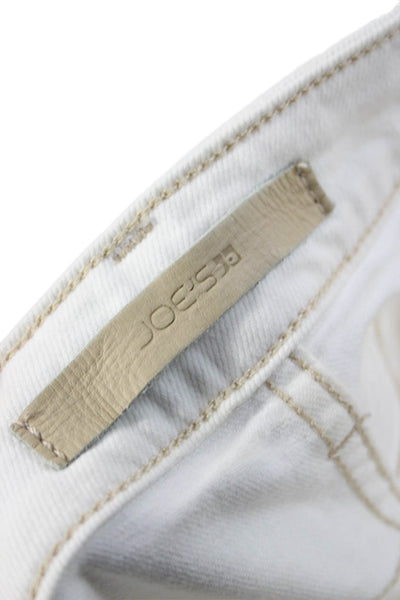 Joes Womens Straight White Jeans High Rise Cotton Blend Button 26in Size 28