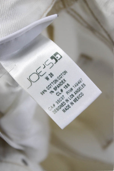 Joes Womens Straight White Jeans High Rise Cotton Blend Button 26in Size 28