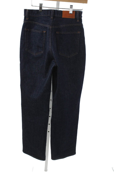 Moussy Women Straight Jeans Blue High Rise Cotton Inseam 30 Size 27