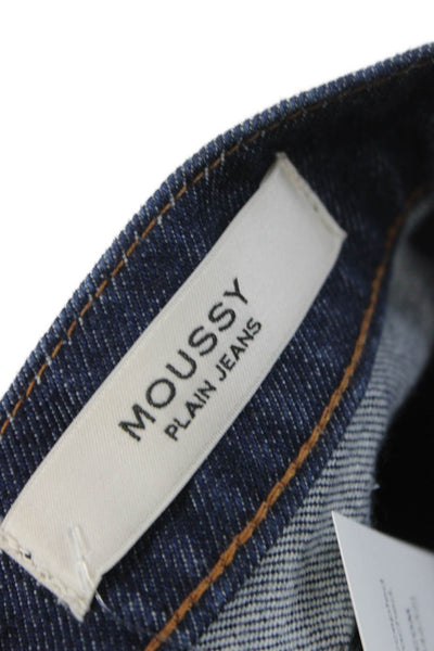 Moussy Women Straight Jeans Blue High Rise Cotton Inseam 30 Size 27