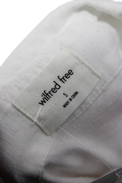 Wilfred Free Womens Collared Button Up White Linen Blend Short Sleeve Size S