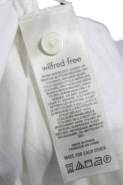 Wilfred Free Womens Collared Button Up White Linen Blend Short Sleeve Size S