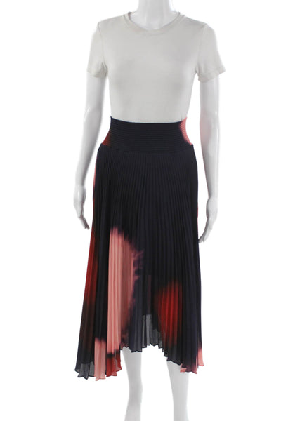 A.L.C. Women Pleated Midi Skirt Multicolor Tie Dye Polyester Pull On Size 4