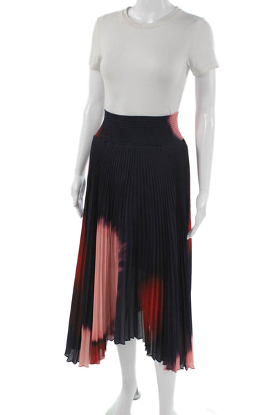 A.L.C. Women Pleated Midi Skirt Multicolor Tie Dye Polyester Pull On Size 4