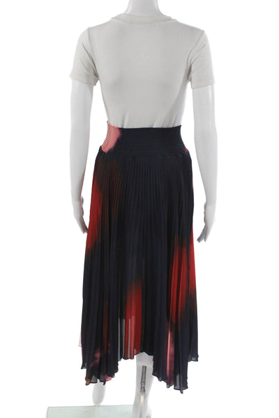 A.L.C. Women Pleated Midi Skirt Multicolor Tie Dye Polyester Pull On Size 4