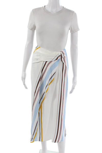 A.L.C. Womens Wrap Midi Skirt Multicolor Striped Viscose Zip Size 4