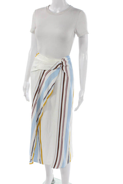A.L.C. Womens Wrap Midi Skirt Multicolor Striped Viscose Zip Size 4