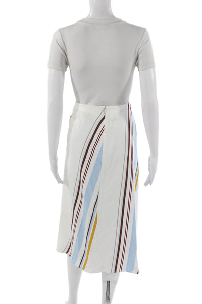 A.L.C. Womens Wrap Midi Skirt Multicolor Striped Viscose Zip Size 4
