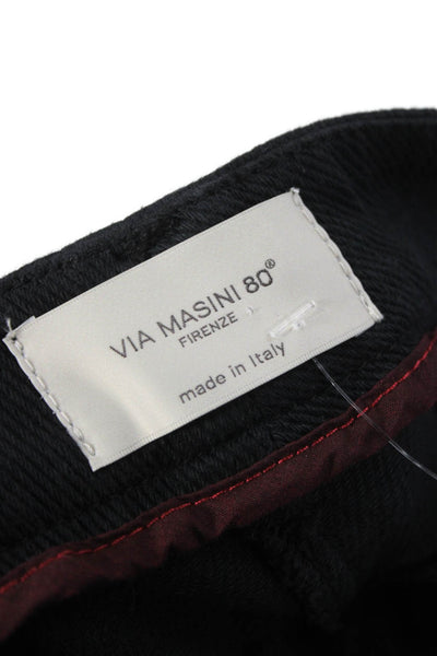 Via Masini 80 Womens Dress Pants Black Cotton Blend Zip Inseam 36 Size 44