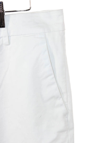 History Repeats Womens Chino Pants White Floral Cotton High Rise Button Size 42