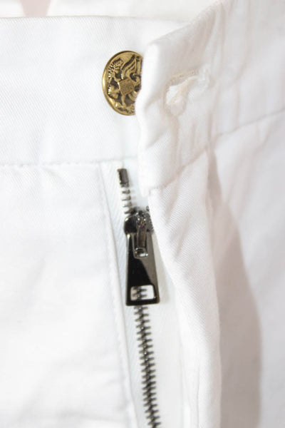 History Repeats Womens Chino Pants White Floral Cotton High Rise Button Size 42