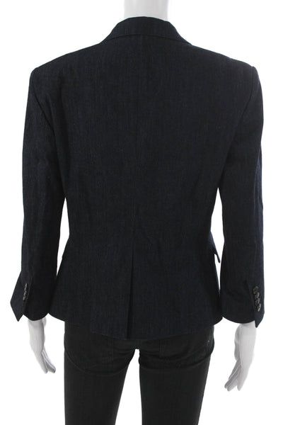 Sharis Womens Blue Basic Jacket Button Long Sleeve Cotton Size 44