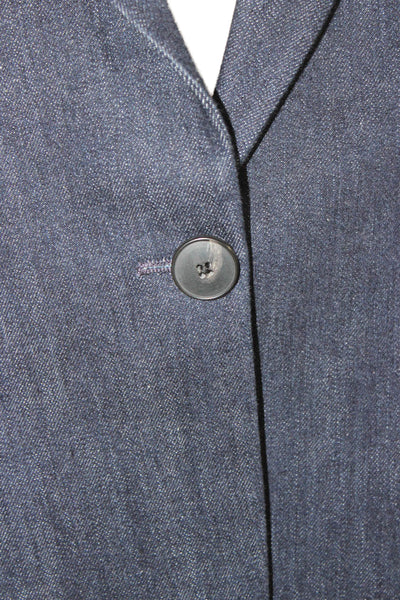 Sharis Womens Blue Basic Jacket Button Long Sleeve Cotton Size 44