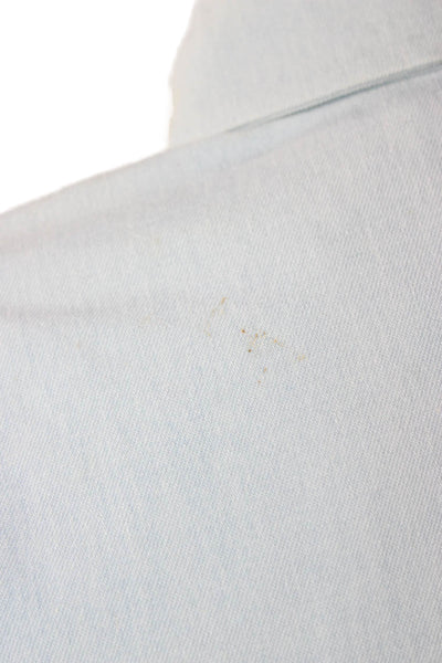Maison Nica Women Basic Button-Up Coat Blue Cotton Collared Long Sleeve Size M