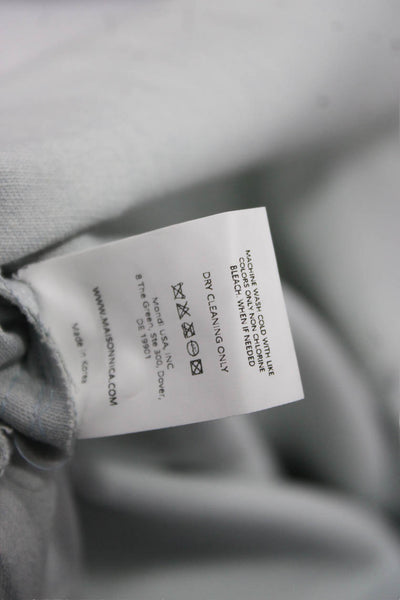 Maison Nica Women Blue Collared Cotton Basic Button-Up Coat Long Sleeve Size L