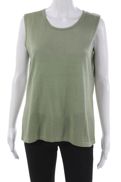 Jennifer Tyler Women Basic Sleeveless Tank Top Green Round Neck Size 50