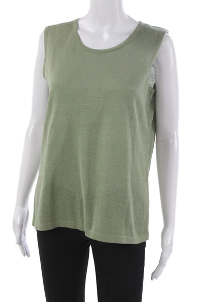 Jennifer Tyler Women Basic Sleeveless Tank Top Green Round Neck Size 50